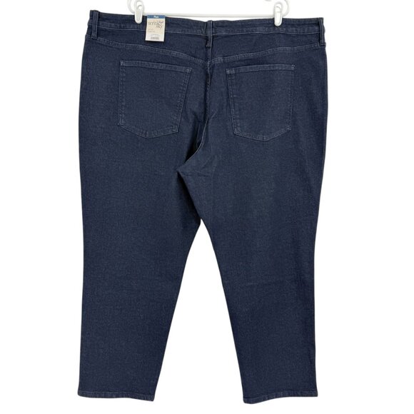NWT Terra & Sky Women Core Straight High Rise Stretch Navy Denim Jeans Plus 26WP - Picture 2 of 11